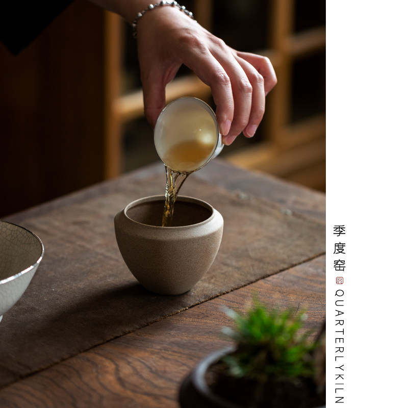 季度窑建水侘寂风粗陶茶洗备前烧茶渣缸复古茶水盂茶桌废水缸笔洗