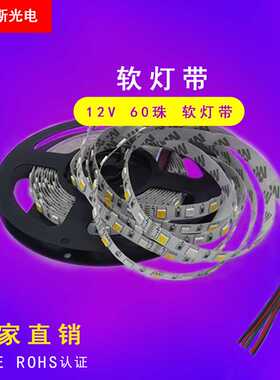 新款直销外贸10mm宽12V双面板60灯RGBW暖白/正白二合一5050LED灯
