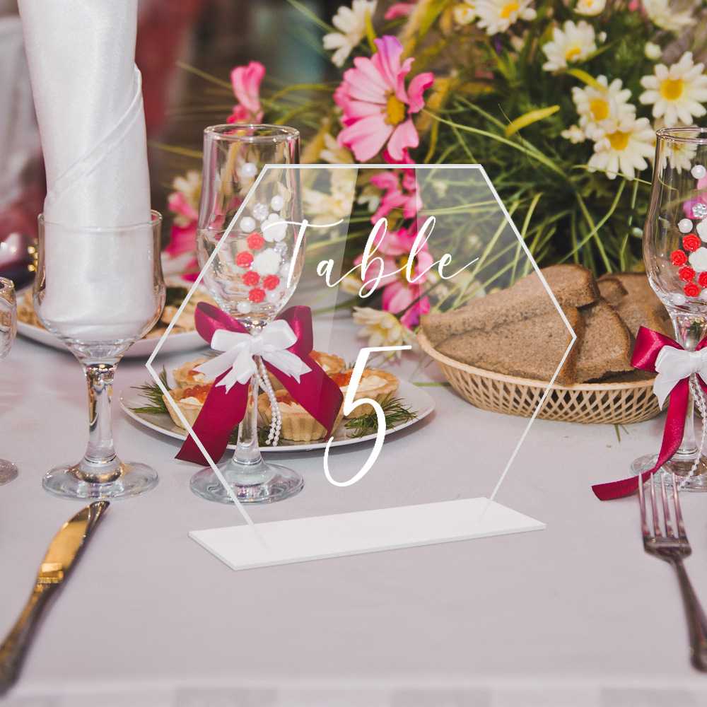 新款直销BT306跨境六边形空白亚克力桌位牌婚礼桌号牌餐桌牌DIY个