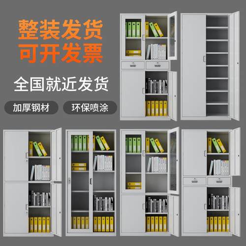 新款直销办公室铁皮文件柜档案资料柜财务凭证书柜中二抽带锁更衣
