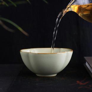 直销米黄汝窑主人杯单杯开片可养喝茶盏大号个人专用陶瓷品茗 新款