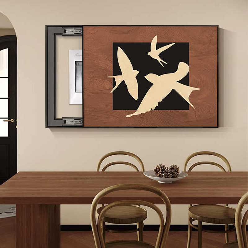 新款直销中古风电表箱装饰画2024新款新中式复古配电箱遮挡高级免