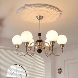 复古风卧室书房灯胡桃木色 中古风客厅灯吊灯魔豆美式 新款 直销法式