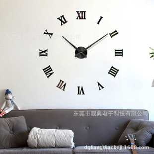 新款直销跨境货源 全罗马数字大挂钟 创意diy亚克力挂钟静音静谧8