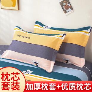 新款 助睡眠家用护颈椎枕单人宿舍 直销?枕头带枕套套装 枕芯一对装