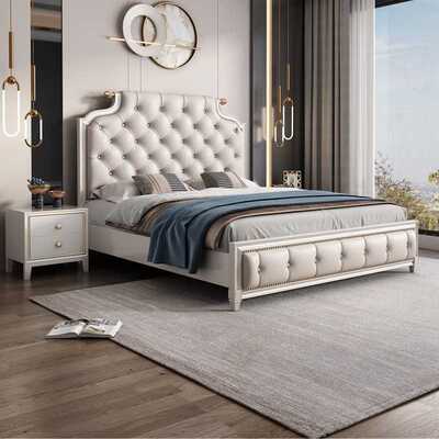 新款直销美式床实木床1.8米双人床1.5m公主床储物欧式床软包轻奢