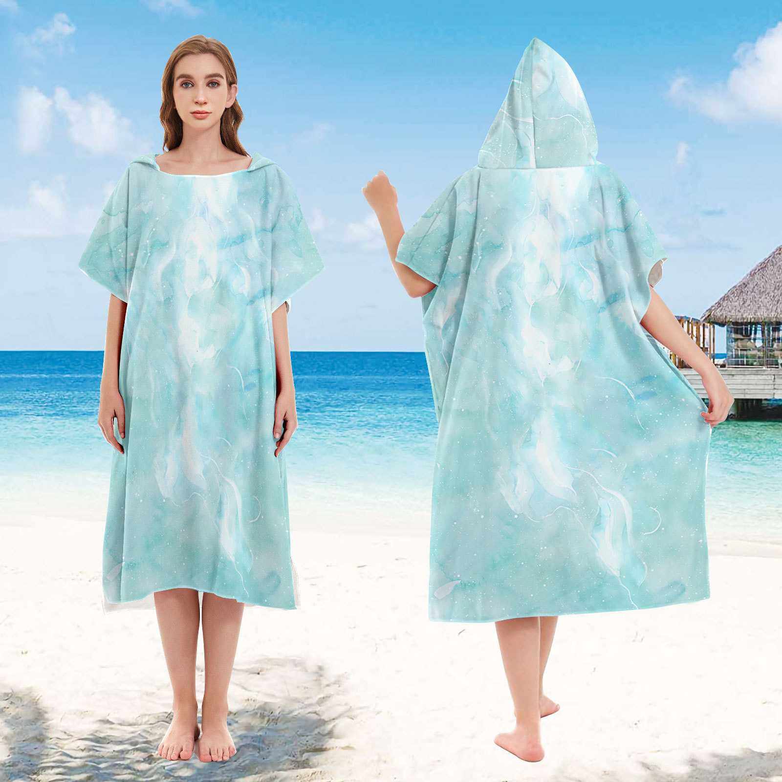 新款直销扎染斗篷沙滩浴袍海边换衣浴袍冲浪衣印花连帽浴巾带图一,运动/瑜伽/健身/球迷用品,浴巾/吸水巾,淘宝优惠券,粉丝福利购,淘宝优惠卷