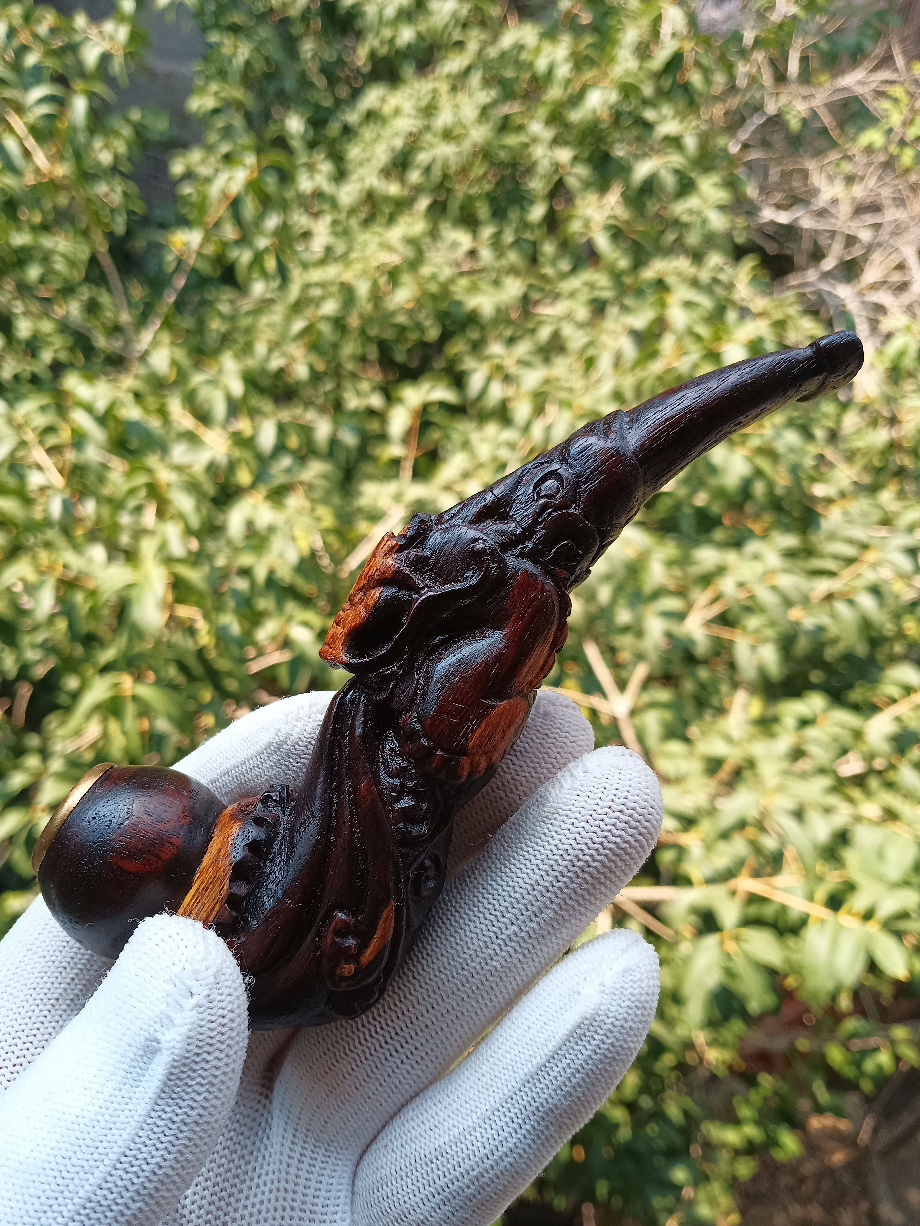 烟斗世家 越南黄花梨老料烟斗上好紫油梨烟具红木雕刻龙烟嘴