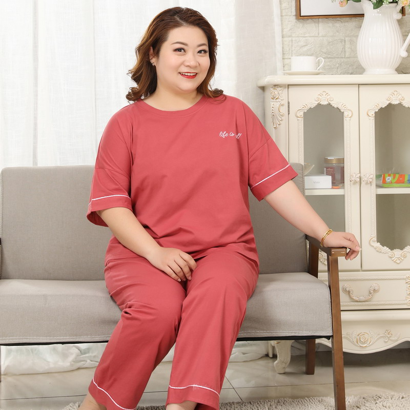家居服套装女睡衣加肥胖妹妹