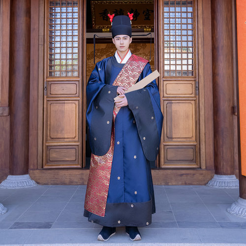 布许原创拼色男衣国潮新款汉服