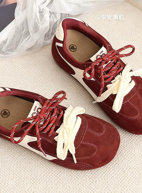 安妮黑豹专柜正品内增高德训鞋女2025新爆款秋冬阿甘休闲运动鞋女