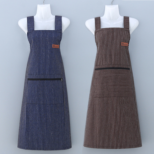 加长加大背带围裙纯棉粗布耐磨耐脏男女家用厨房做饭防污工作罩衣