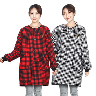 成人男女上班工作服 韩版 纯棉长袖 围裙家用厨房防油污反穿罩衣时尚