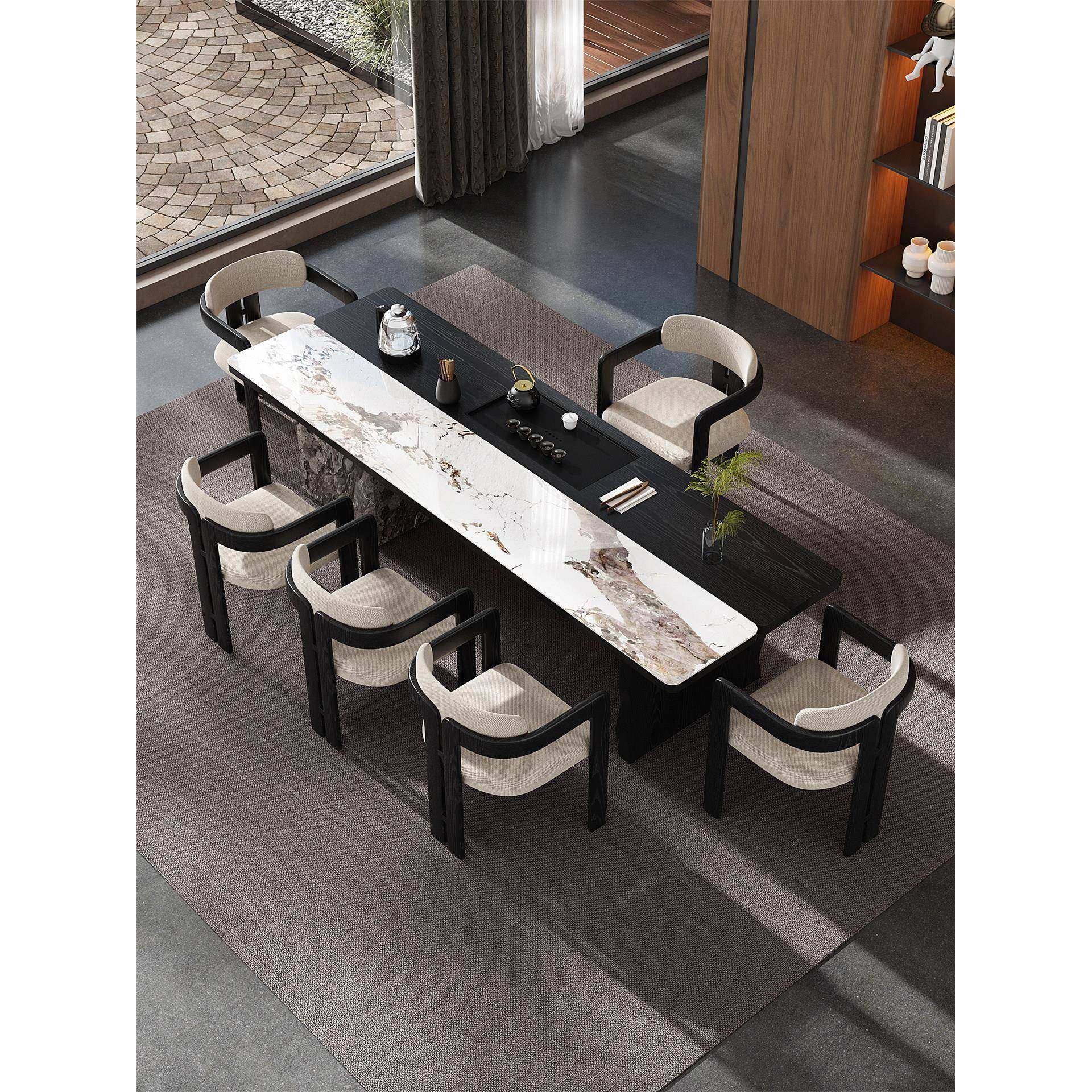 意式岩板茶桌2025新款高端黑色实木办公室接待茶台轻奢现代高级感,住宅家具,茶几,淘宝优惠券,粉丝福利购,淘宝优惠卷