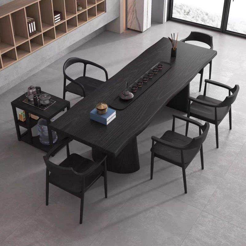 侘寂风碳化黑实木大板茶桌椅组合现代简约不规则整板原木泡茶桌,住宅家具,家用茶台/茶桌,淘宝优惠券,粉丝福利购,淘宝优惠卷