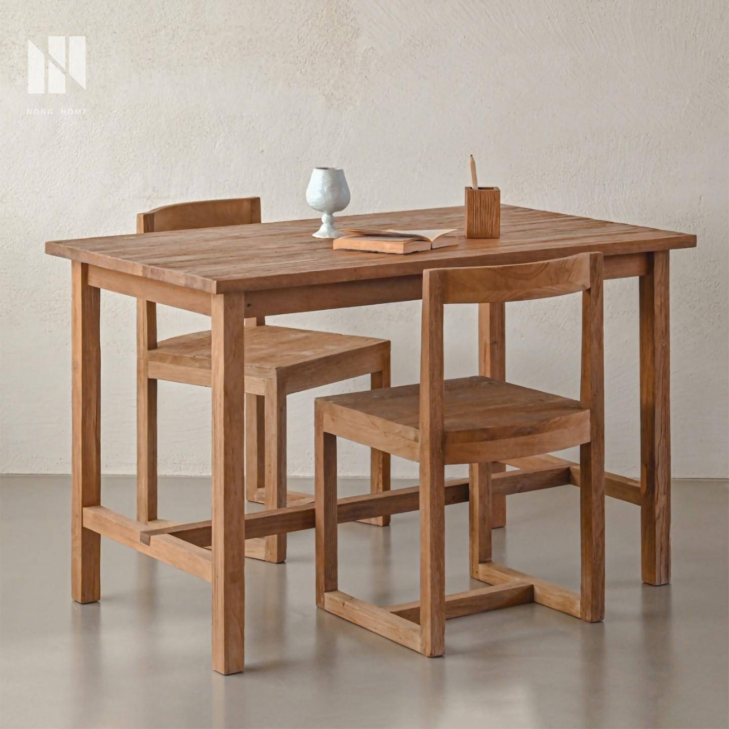 弄物集 侘寂风实木餐桌中古风原木做旧木头桌子咖啡桌长方形书桌