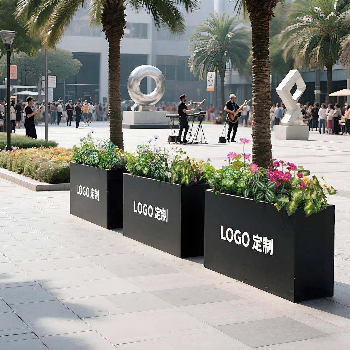 不锈钢花箱户外花坛售楼部铁艺花槽围栏隔断道路长方形花盆架定制,商业/办公家具,花坛/花箱,淘宝优惠券,粉丝福利购,淘宝优惠卷