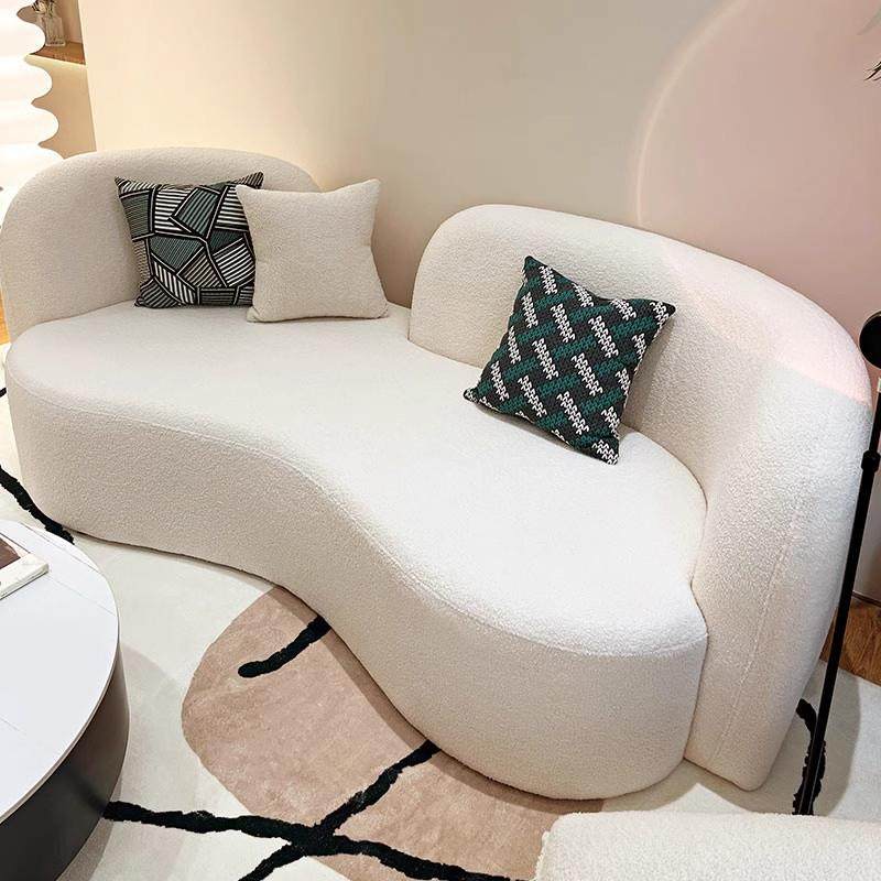 北欧轻奢羊羔绒沙发客厅家用简约现代网红美容院布艺接待弧形沙发,住宅家具,布艺沙发,淘宝优惠券,粉丝福利购,淘宝优惠卷