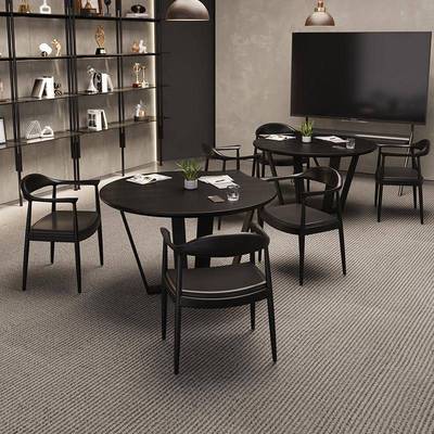 2025新款实木小型4人会议桌轻奢高级感洽谈接待培训小圆桌椅组合