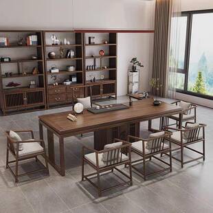 新中式全实木屏风茶桌椅功夫茶几禅意家用接待带柜子茶桌茶台组合