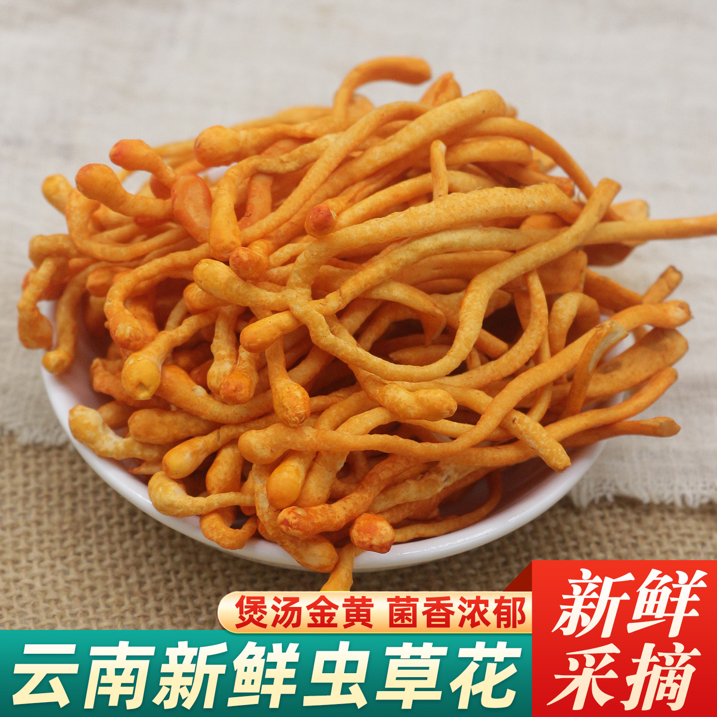 新鲜虫草花孢子头北金虫草菇500g新鲜食用菌菇家用煲汤料火锅食材