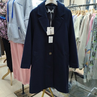 春季新品纯原出口日单品牌三扣茧型女士翻领大衣带里衬黑色深蓝