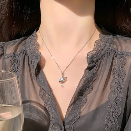 【不致敏高保色】浪漫土星锆石锁骨链女轻奢小众精致百搭显白通勤