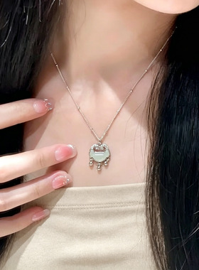 不致敏高保色如意锁项链女显白