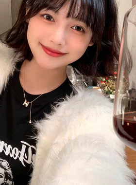 轻奢H字母流苏锁骨链女不致敏