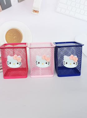 INS风卡通金属笔筒多功能可爱学生时尚桌面收纳盒办公文具用品