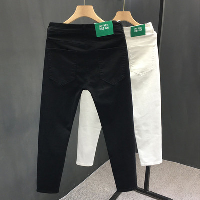 牛仔裤男潮牌修身小脚九分裤男