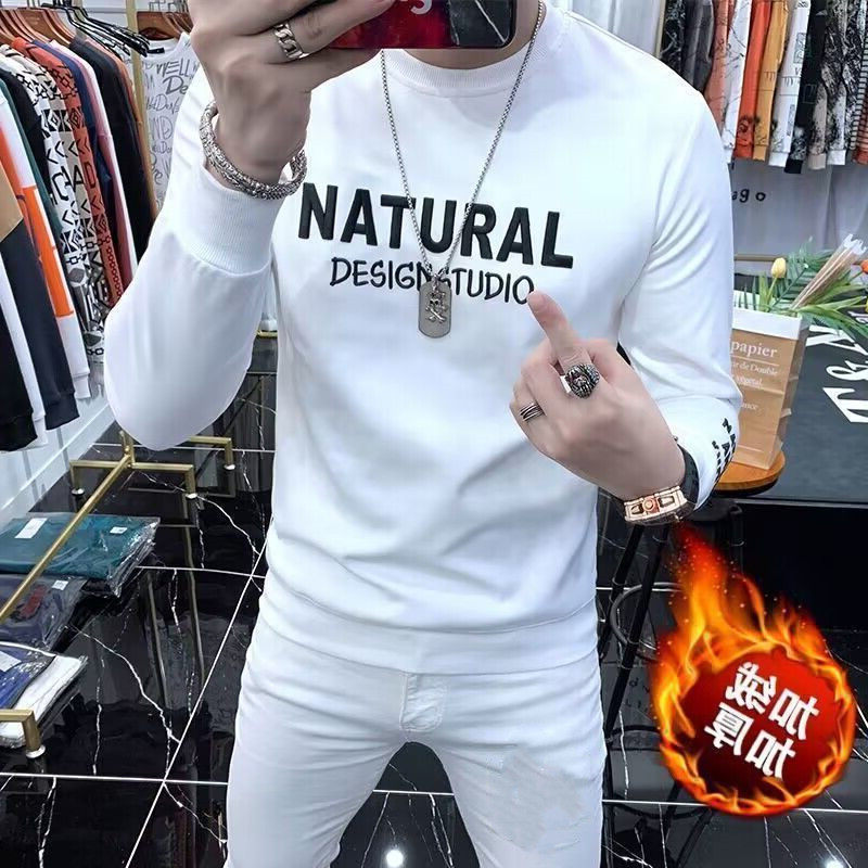 欧洲站高端重磅卫衣男士春秋款潮流长袖冬季加绒加厚打底衫上衣服