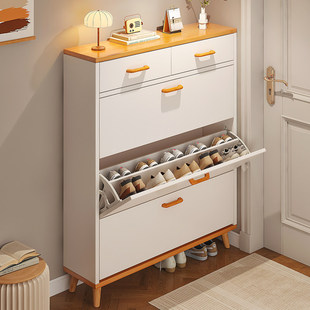 工厂直发香港超薄鞋柜大容量靠墙门口家用翻斗玄关柜一体窄门直送