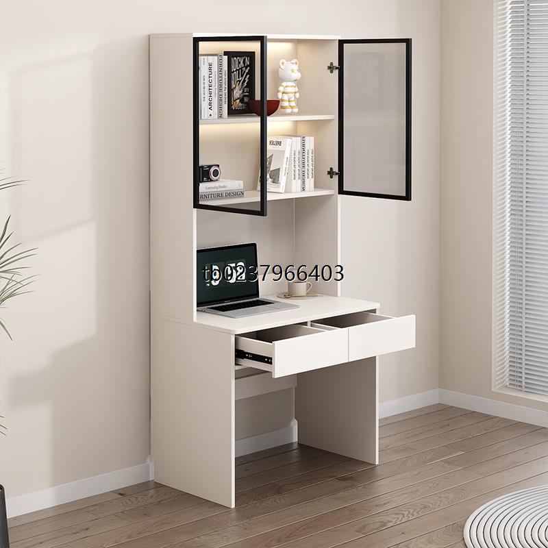 香港电脑桌小型家用实木办公桌单人儿童卧室轻奢书桌书柜一体