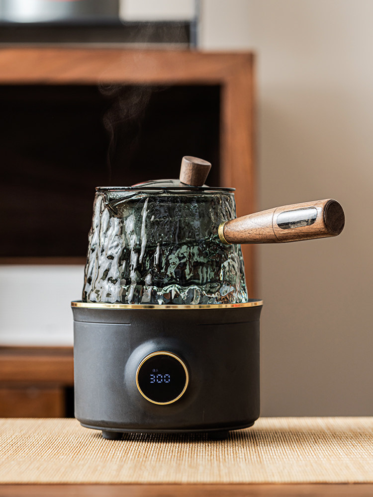 迷你电热陶瓷炉茶具家用小型耐热保健壶专用玻璃边把茶壶