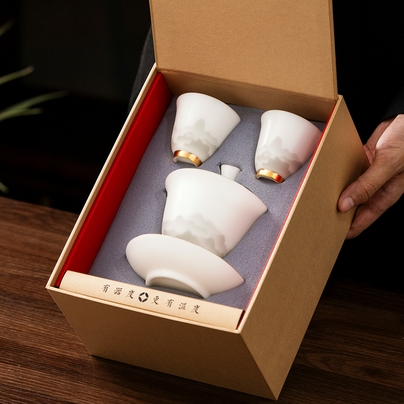 【热荐礼品】盖碗茶杯礼盒装