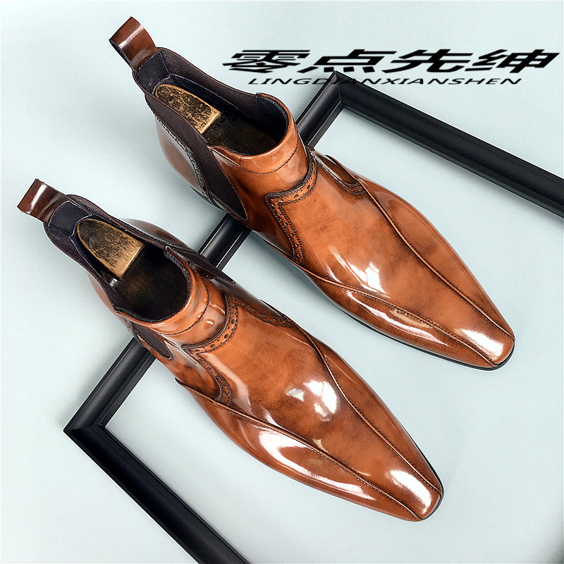 真皮尖头马丁靴时尚短靴