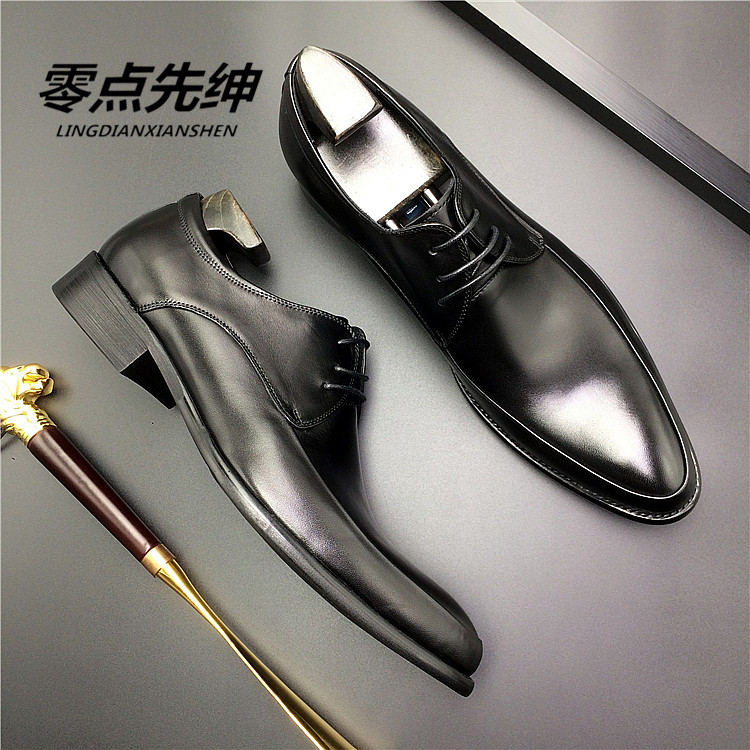 男士尖头透气青年新郎休闲皮鞋