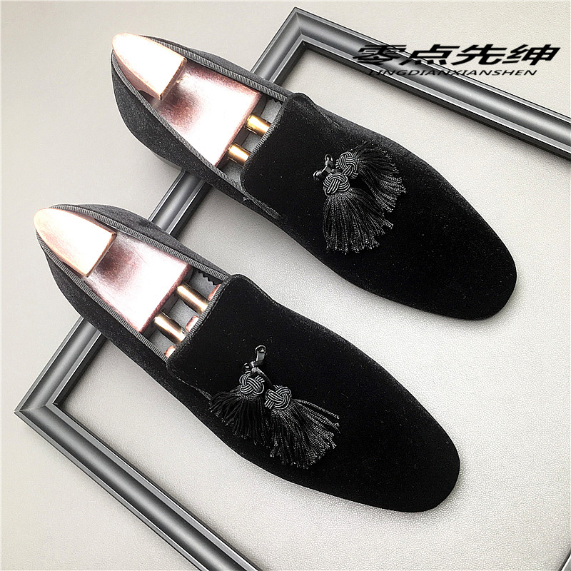 新款流苏天鹅绒透气时尚商务正装休闲皮鞋男英伦一脚蹬青年乐福鞋,流行男鞋,正装皮鞋,淘宝优惠券,粉丝福利购,淘宝优惠卷