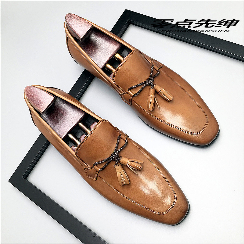 新款流苏套脚皮鞋男真皮头层牛皮商务正装乐福鞋青年潮流时尚皮鞋,流行男鞋,乐福鞋（豆豆鞋）,淘宝优惠券,粉丝福利购,淘宝优惠卷