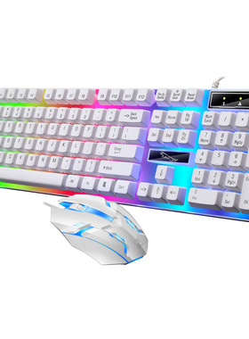 追光豹G21B混光键鼠套装 黑色白色 USB发光电脑键盘鼠标专用链接
