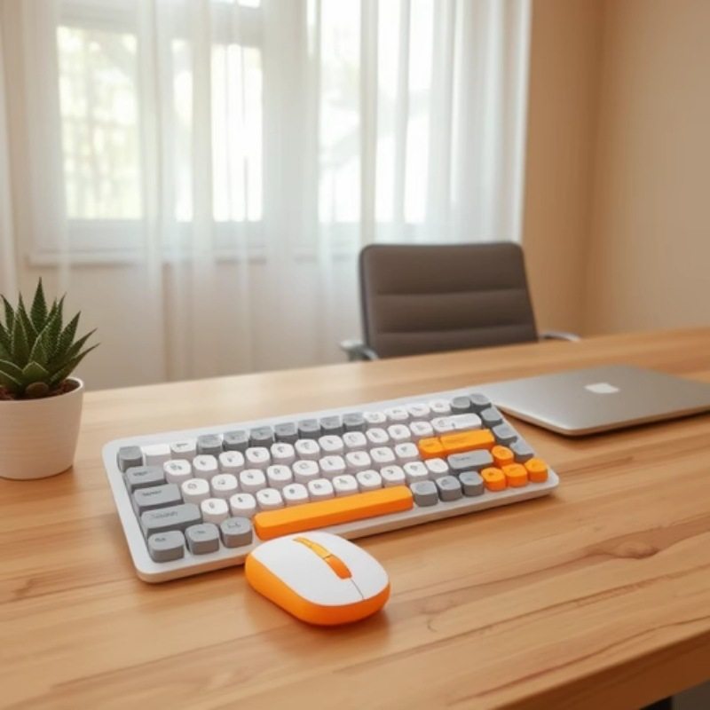 新款T968无线朋克拼色键盘鼠标套装热销复古多彩2.4G无线键鼠