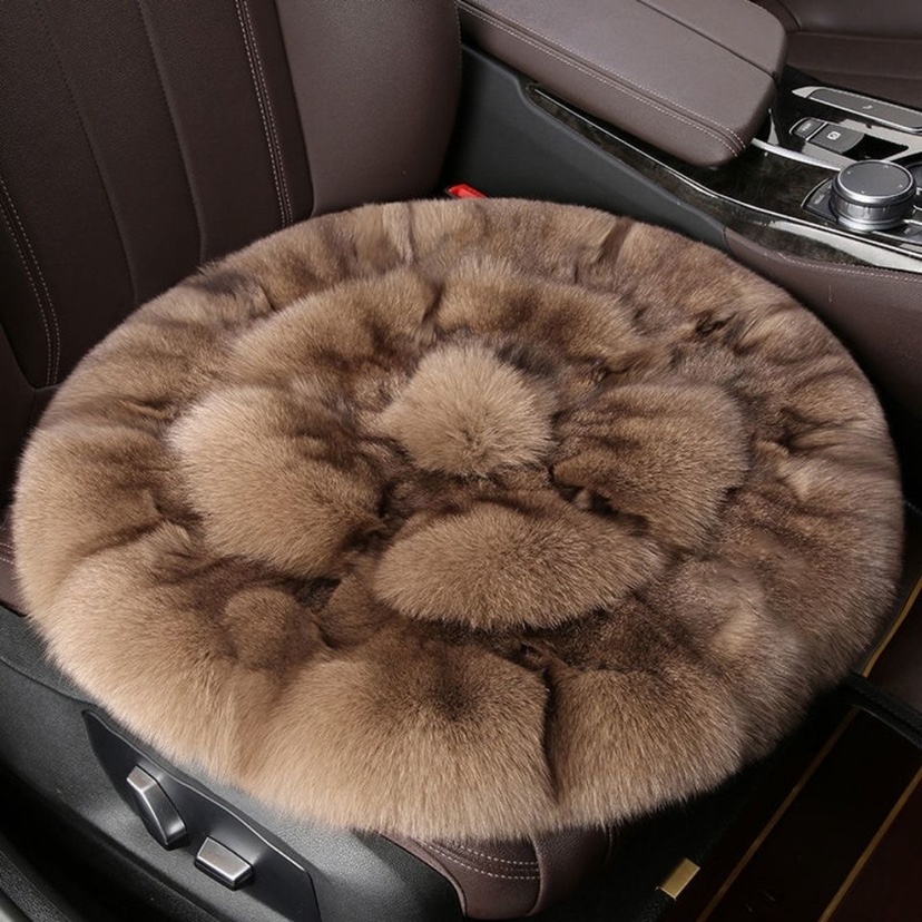 冬季狐狸毛汽车坐垫羊毛绒冬天单片单座一体保暖真皮草冬季坐垫