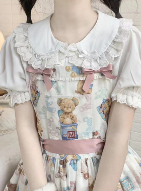 【月岛】lolita雪纺衬衣娃娃领短袖内搭可爱甜美呲甜衬衫洛丽塔