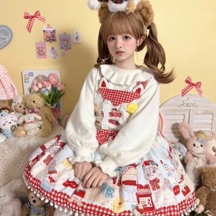 软咩咩仿貂绒秋冬打底可爱泡泡袖Lolita高领毛衣针织保暖内搭