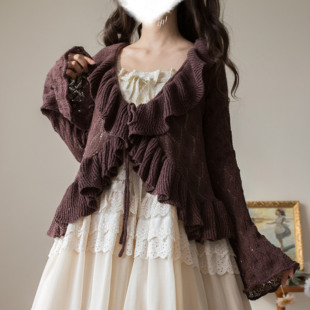 [落日花束]慵懒风Lolita毛衣开衫复古针织开衫软妹外套少女可爱