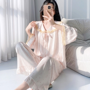 甜美法式睡衣少女款冰丝2026春秋新款长袖超好看独特绝美漂亮出门