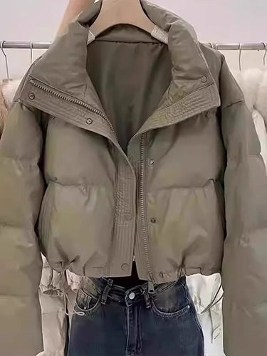 羽绒棉服女冬季加厚2025新款显瘦小个子短款立领面包服夹棉外套潮