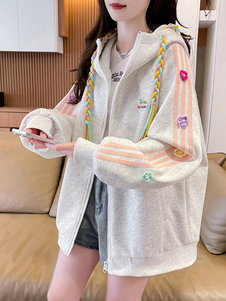 春秋连帽外套女2025新款洋气学院风撞色棒球服拉炼卫衣开衫上衣潮