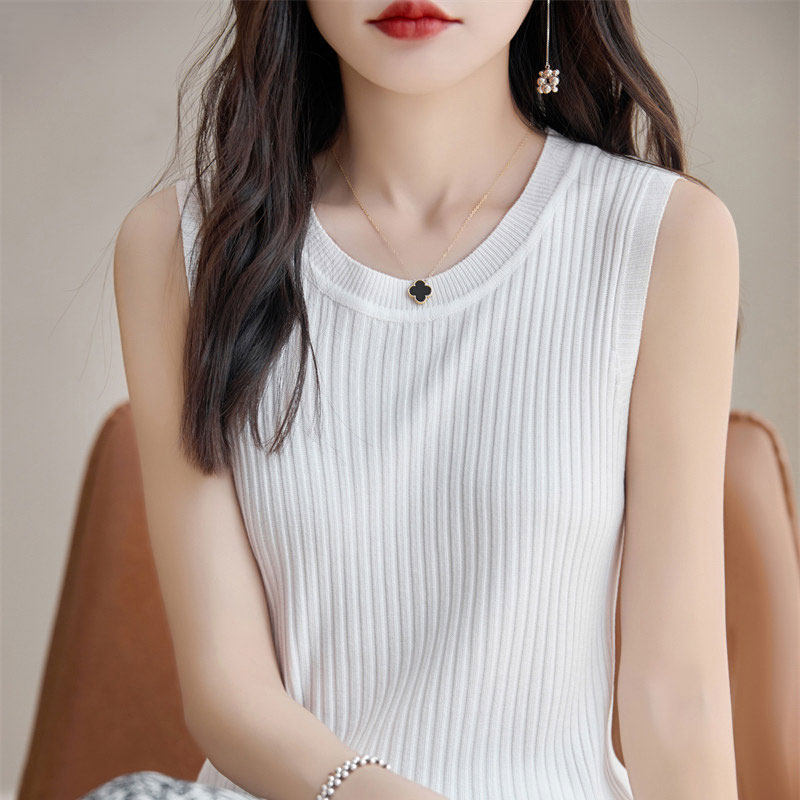 冰丝白色吊带背心女夏季内搭2026新款修身显瘦打底圆领针织上衣潮